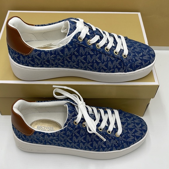Michael Kors Poppy Lace Up MK Signature Denim JQD SM 49F2POFS1Y sneakers - Picture 2 of 16